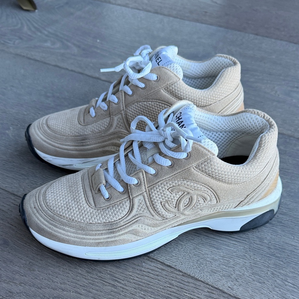 CHANEL Cream Textured Women's Sneakers
